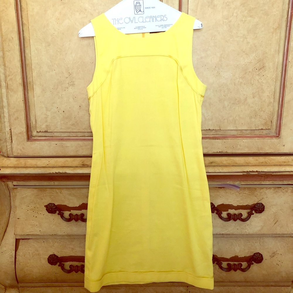 Tahari yellow linen dress